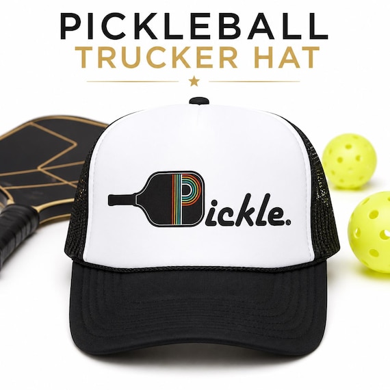 Funny Pickleball Trucker Hat, Pickleball Gift, Retro Pickle Hat, Dink Hat, Pickleball Mom Hat, Cute Sports Hat, Pickle Ball Cap