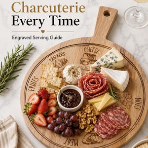 Charcuterie Board for Beginners | Engraved Charcuterie Guide Board | Easy Grazing Board Layout for Entertaining