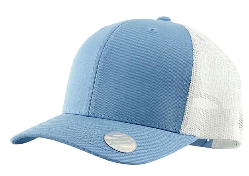 Baseball Mom Hat, Personalized Number Patch, Varsity Trucker Cap LT BL/WHT Structured