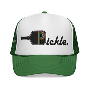 Funny Pickleball Trucker Hat, Pickleball Gift, Retro Pickle Hat, Dink Hat, Pickleball Mom Hat, Cute Sports Hat, Pickle Ball Cap Green/White