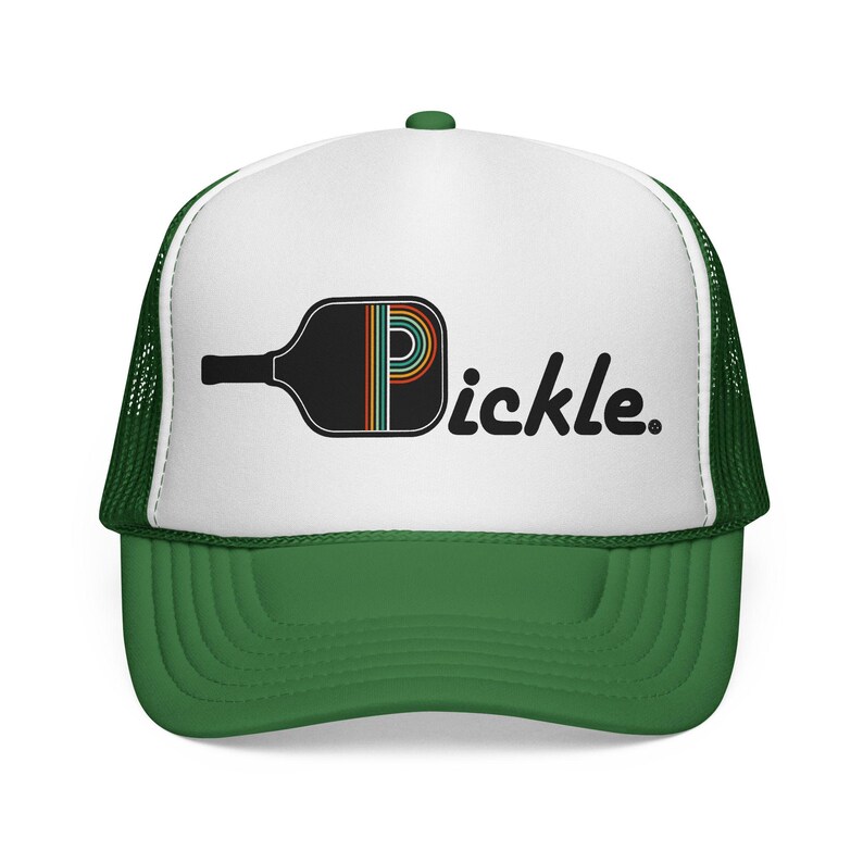 Funny Pickleball Trucker Hat, Pickleball Gift, Retro Pickle Hat, Dink Hat, Pickleball Mom Hat, Cute Sports Hat, Pickle Ball Cap Green/White