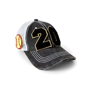 Softball Mom Baseball Hat  - Number Patch Hat - Custom Softball Team Number Hat - Softball Gift