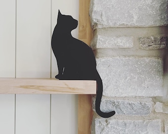 Black Cat Decor, Cat Door Corner Sign, Kitty Cat Door Corner, Cat Gift Ideas, For the Cat Lover Gift, Cat silhouette