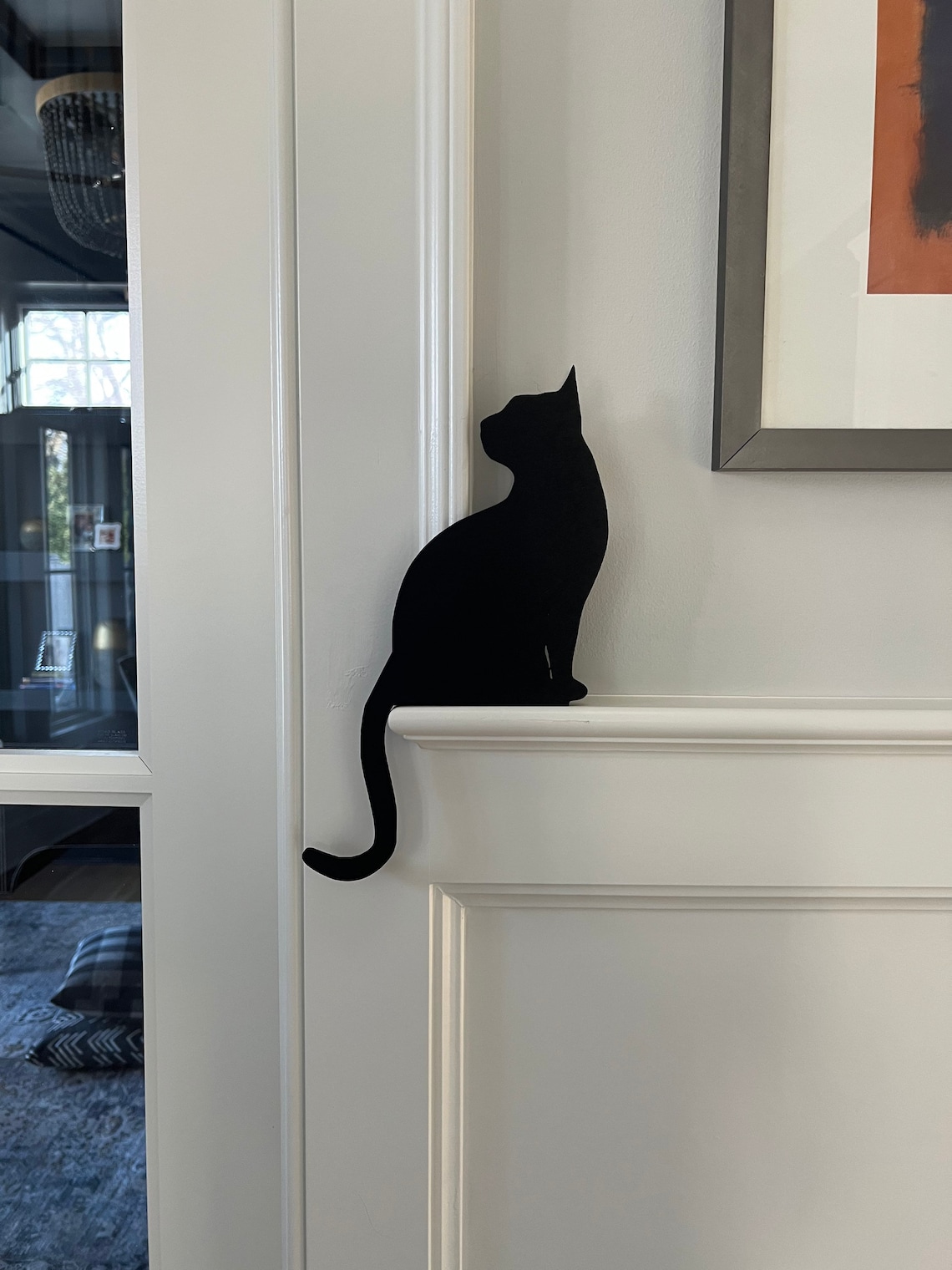 Black Cat Decor Cat Door Corner Sign Kitty Cat Door Corner Etsy