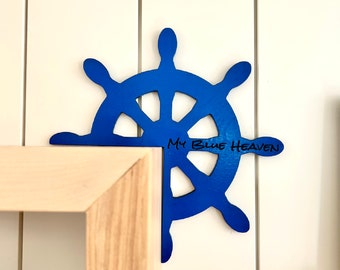 Personalized Ship Wheel Corner Decor: Nautical Beach House Sign
