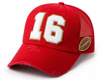 Football Mom Trucker Hat with Number, Game Day Hat for Moms, Custom Player Number Hat, Sports Mom Hat, Football Season Gift, Team Spirit Cap