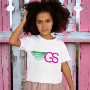 Girl Scout Troop Number T-Shirt, Aviator Nation Style Scout Shirt for Kids, Tween Girl Scout Campwear, Custom Girl Scout Gift