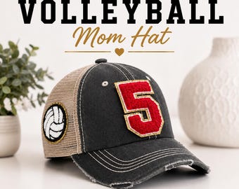 Volleyball Mom Hats, Personalized Number Volleyball Hat, Custom Sports Hat, Volleyball Team Gifts, Volleyball Fan Hat