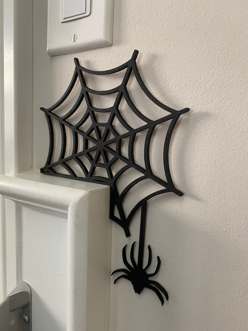 Halloween Door Corner Sign, Spider Web Halloween Decor, Halloween Spider Sign, Fall Decor image 4