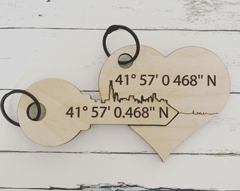 Closing Gift Chicago Keychain, Custom Housewarming Gift, Personalized Address Gift, New Home Gift, Real Estate Closing Gift
