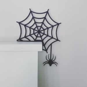 Halloween Door Corner Sign, Spider Web Halloween Decor, Halloween Spider Sign, Fall Decor image 1