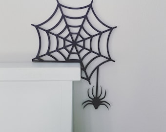 Halloween Door Corner Sign, Spider Web Halloween Decor, Halloween Spider Sign, Fall Decor