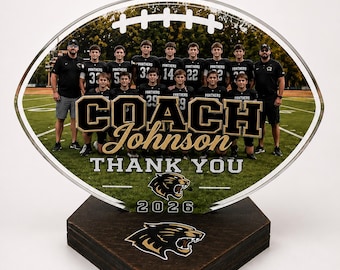 Personalized Football Coach Gift, Custom Team Photo Acrylic Plaque, Football Coach Thank You, End of Season Coach Award
