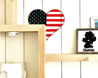 4th of July Door Corner - Forth of July Decor  - Heart American Flag Door Decoration - Unique Door Corner Decor