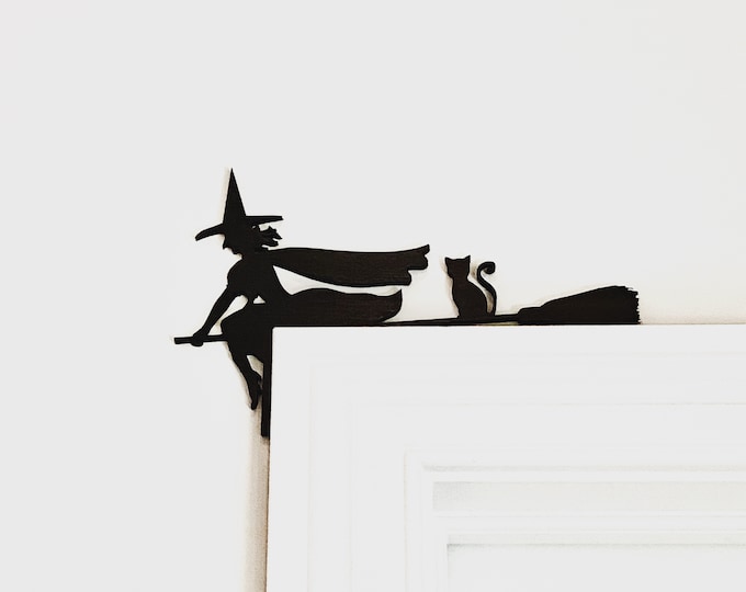 Featured listing image: Halloween Door Corner Sign, Witch Halloween Decor, Halloween Witch Sign, Fall Decor,
