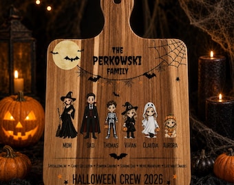 Personalized Halloween Family Cutting Board | Custom Halloween Family Sign | Halloween Kitchen Decor