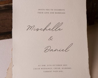 Organic Handmade Paper | Minimalist Wedding Invitations | Save the Date |  Modern Invitation Card | Fine Art | Wedding Stationery | Invites