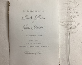 Minimalist Wedding Invitations Organic Handmade Paper | MUSTER Karte | Save the Date |  Modern Invitation Card | Wedding Stationery| Invites