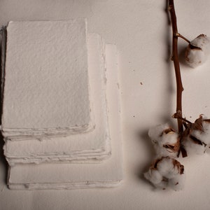 Handmade Paper 300g | Cotton Paper | Deckle Edge | Handmade handmade paper | Color “WHITE” in 6 sizes | cotton paper | faitmain