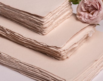 Papier artisanal extra fin | Papier de coton | Deckle Edge | Papier fait main| Couleur « Alt Rose » |papier coton |faitmain