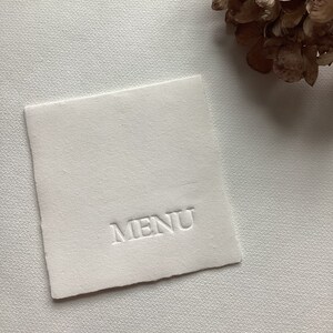 Bruiloft menukaart papier met boekdruk, 10 stuks menukaart, handgemaakte menukaart,