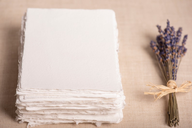 10 pieces of extra fine handmade paper Cotton Paper Handmade handmade paper Color WHITE in 6 sizes cotton paper faitmain image 1