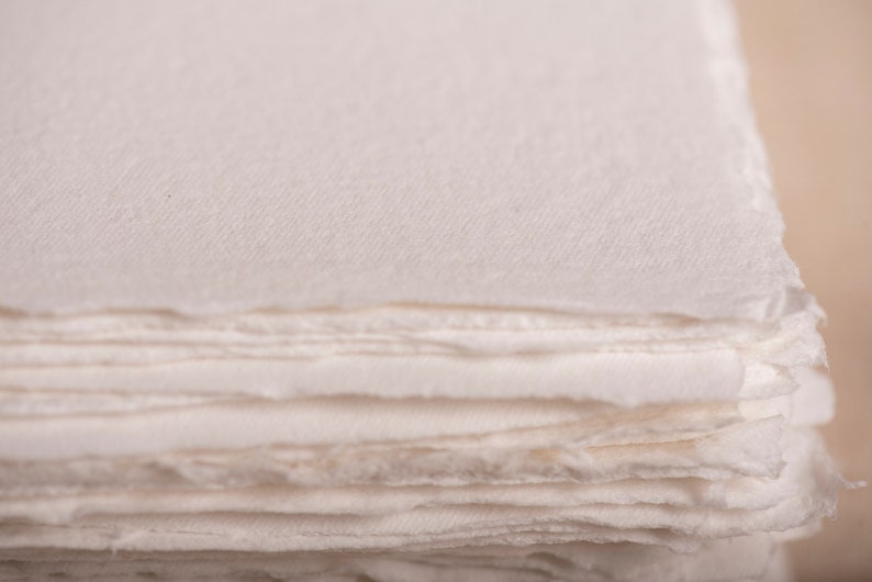 10 pieces of extra fine handmade paper Cotton Paper Handmade handmade paper Color WHITE in 6 sizes cotton paper faitmain image 2