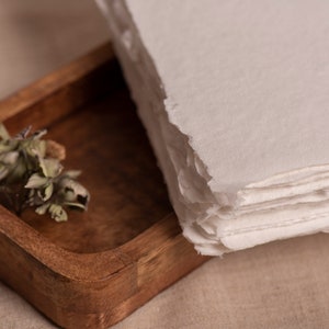 10 Stück Extra fine Handmade Paper Baumwolle Paper Handgeschöpftes Büttenpapier Farbton WEISS in 6 Größen cotton paper faitmain Bild 3