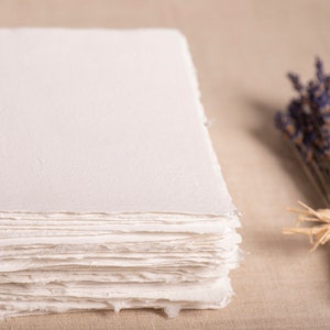 10 morceaux de papier artisanal extra fin Papier de coton Papier fait main fait main Couleur BLANC en 6 tailles papier de coton faitmain image 8