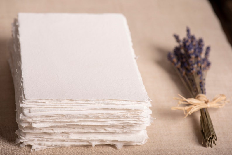 10 pieces of extra fine handmade paper Cotton Paper Handmade handmade paper Color WHITE in 6 sizes cotton paper faitmain image 8