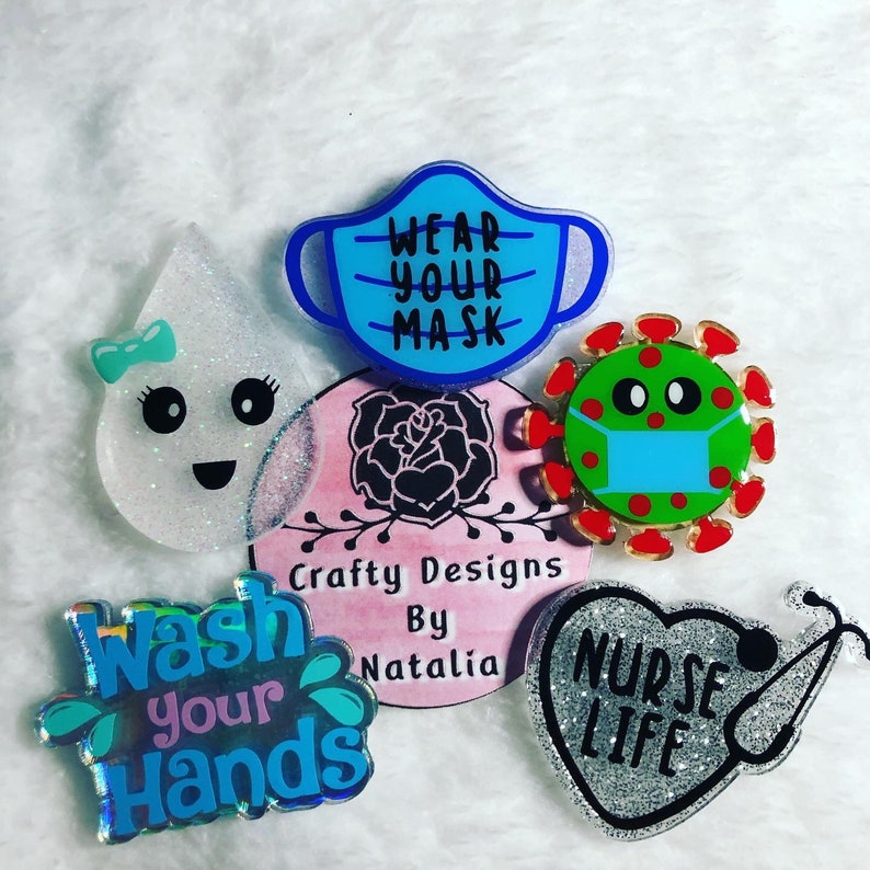 Mask Badge Reel- Virus- Cute Badge Reel- ID Badge Reel Nurse Gift Made to Order Teacher Gift Custom