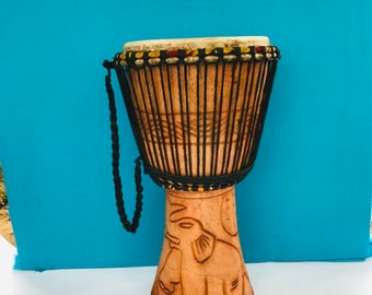 11x20 inches djembe drum, African drum, wooden instrument, Goat Skin drum, hand drum, African instrument, wooden instrument