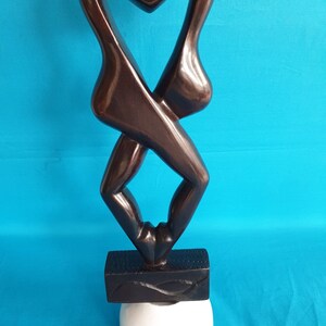 Wood statue, wood carving, African wooden statue, ebony wood lovers, couples statue image 3