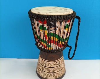 Tambour en peau de chèvre, tambour 8x13 pouces, instrument de musique, tambour en cuir, instruments pour enfants, tambour djembé du Ghana