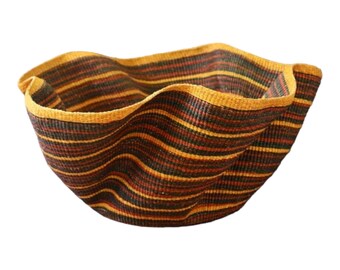 Woven Natural  Basket,Handmade Bowl Basket,Ghana Storage Basket, African Bowl Storage, Wicker Basket