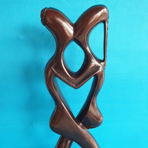 Wood statue, wood carving, African wooden statue, ebony wood lovers, couples statue image 6