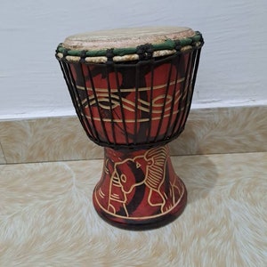 Djembe drum, wooden instrument, African drum, Ghana leather drum