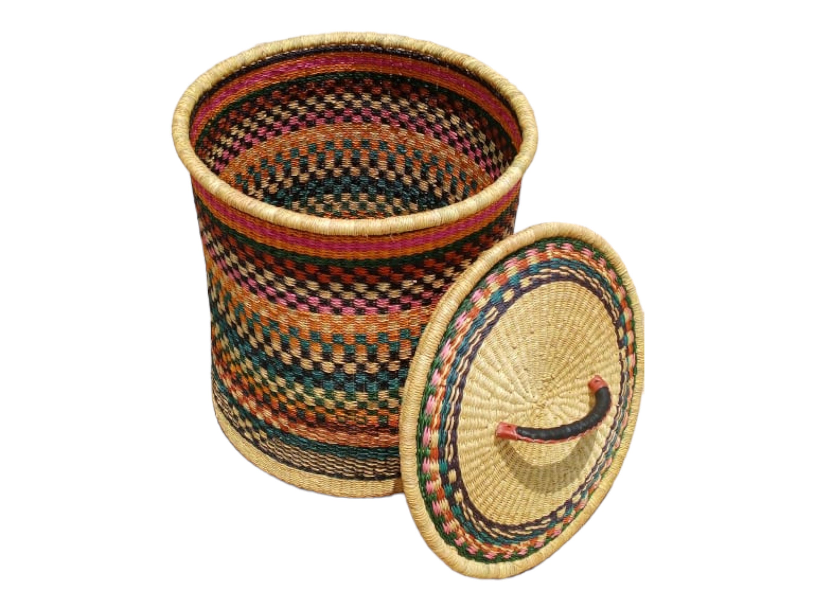 24 in Tall African Laundry Basket With Lid-flexible Hamper