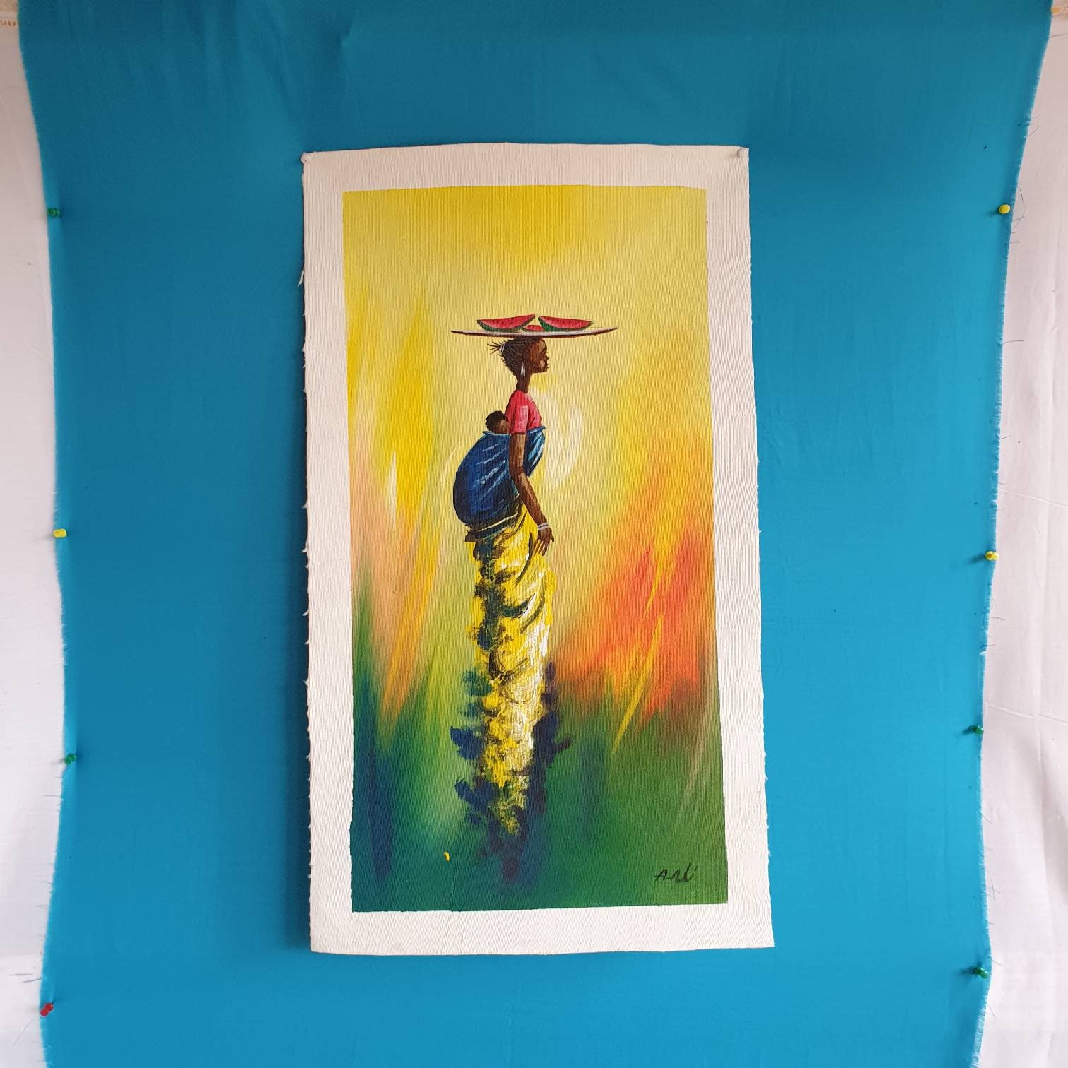 Handmade in Ghana Wall Decor Acrylic Painting Canvas Wall Art Original