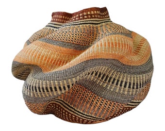 Woven Pot Basket/Bolga Decor Basket/Flower Pot Basket/Storage Basket/African Home Decoration Basket/Wicker Art Basket/Elephant Grass Basket