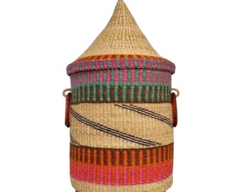 Rattan Laundry Hamper with Handles - Large Capacity Laundry Basket for Clothes, Towels, Blankets,Storage  Basket,African Woven Basket