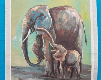 Acrylic elephant painting, original canvas painting.