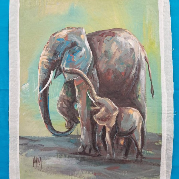 Acrylic elephant painting, original canvas painting.