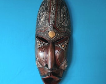 A large Ghana Dan mask - home decor, wood mask, wall mask, African wall decor, wood carving