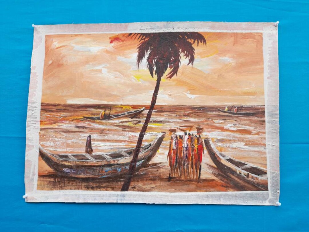 Sunset Original Canvas Painting, African Wall Painting, African Home