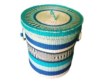 Basket with Lid,Laundry Basket,Laundry Hamper,Home Storage,Rattan Storage Basket,Bolga Woven Basket,Toy storage,Wicker Basket