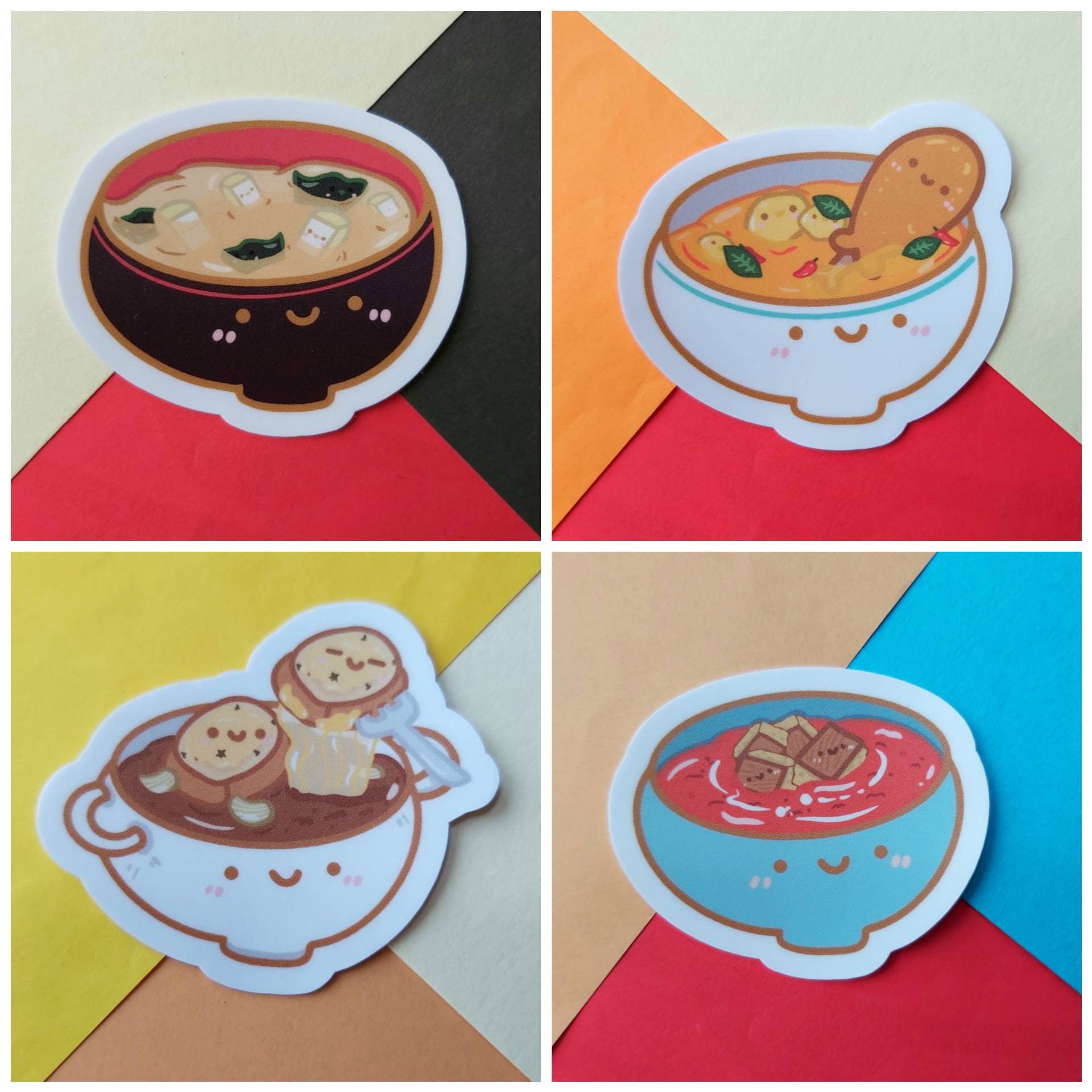 Kawaii soup stickers miso soup tomato soup french onion Etsy