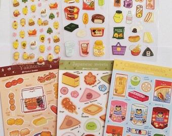 Kawaii matte/transparent waterproof food/christmas festive sticker sheet