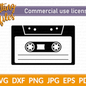 Music Cassette tape SVG. Disco Cutting File. Vintage Cassette Cut File. Instant Download. SVG, DXF for Cricut, Silhouette