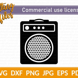 Guitar Amplifier Audio Speaker Music DJ Disc Jockey Equipment Sound Stereo System Sub Woofer Bass.SVG .PNG Clipart Vector Cricut Cut Cutting